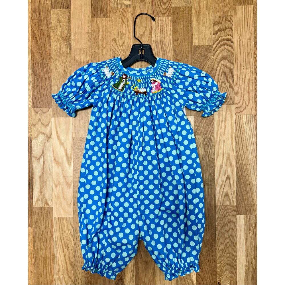 Smocked Christmas Bubble size 6 months